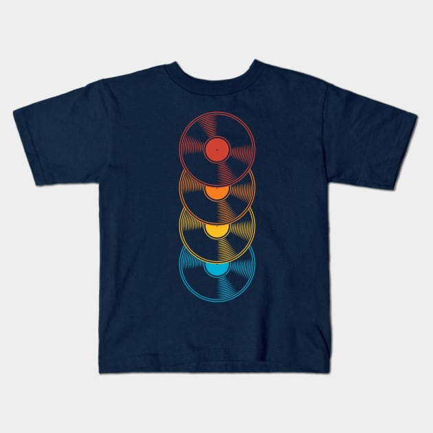 Rainbow Vinyl Record Kids T-Shirt by FillSwitch